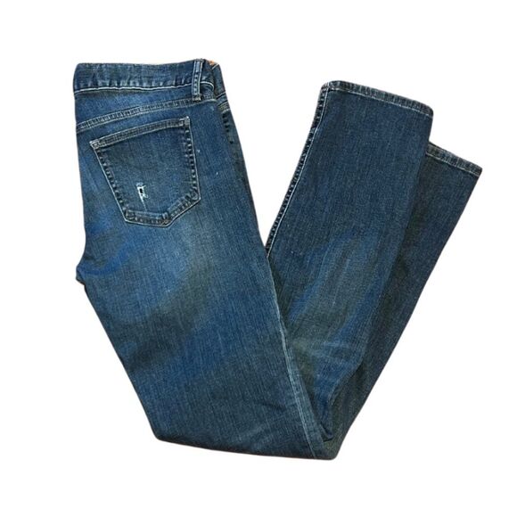 GAP 1969 Mid Rise Real Straight Distressed Denim Blue Jeans Size 6/28 - Picture 1 of 5